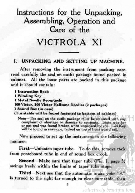 Victor Talking Machine Co. Victrola Manual